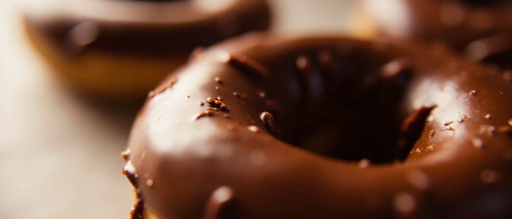 Donut coated in chocolate
